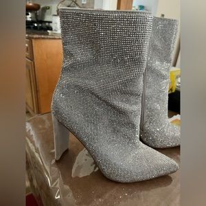 Aldo Delylah rhinestone heeled ankle boots in silver